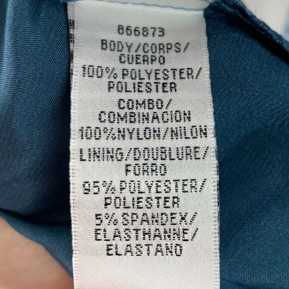 JS Collections Blue Metallic Illusion Yoke Scroll Embroidered Gown NWOT Size 2 - Picture 12 of 12